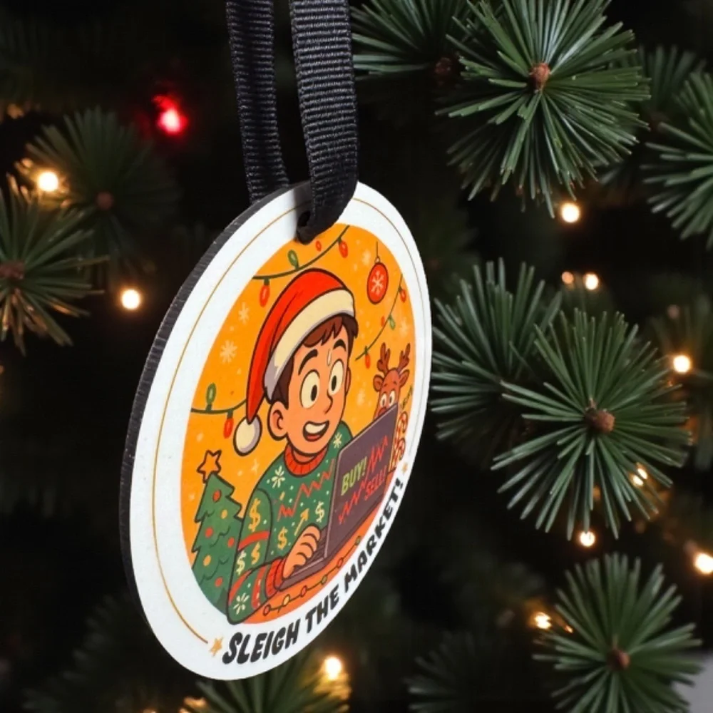 SLEIGH THE MARKET Christmas Ornament - For the Stock Market Whiz! Personalized